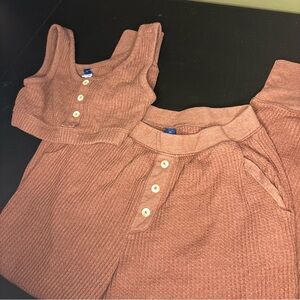 Old Nagy Women’s Brown Waffle Pajama Set